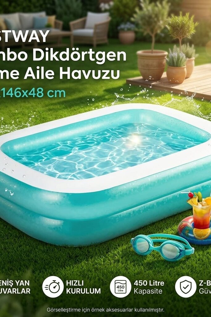 Bestway Jumbo Dikdörtgen Şişme Aile Havuzu 200x146x48 cm