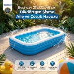 Bestway 211x132x46 cm Dikdörtgen Şişme Aile Havuzu
