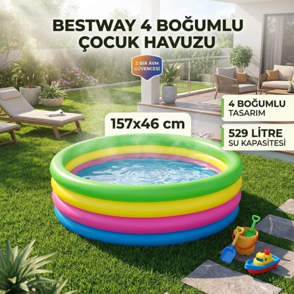 Bestway 4 Boğumlu Çocuk Havuzu 157x46 cm Şişme Bahçe Havuzu