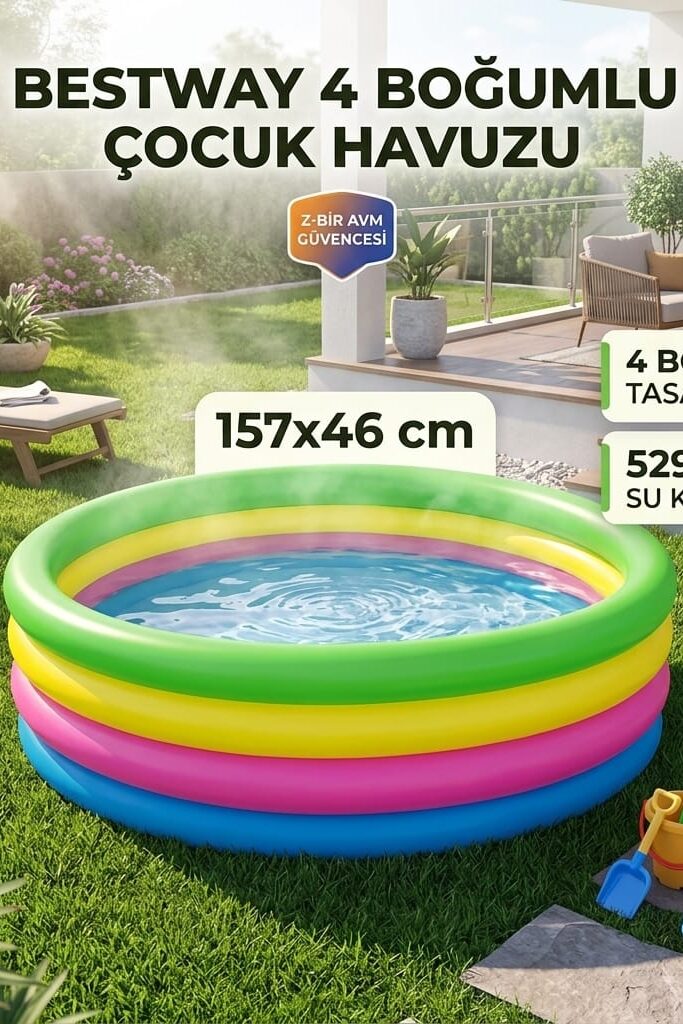 Bestway 4 Boğumlu Çocuk Havuzu 157x46 cm Şişme Bahçe Havuzu