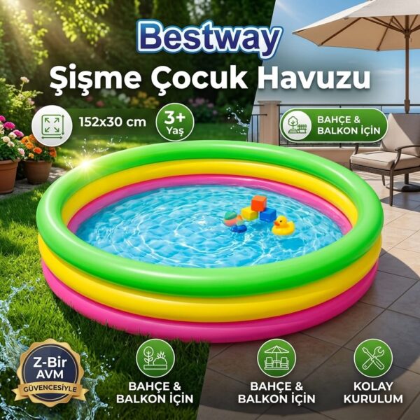 Bestway Şişme Çocuk Havuzu 152x30 cm 3 Bölmeli