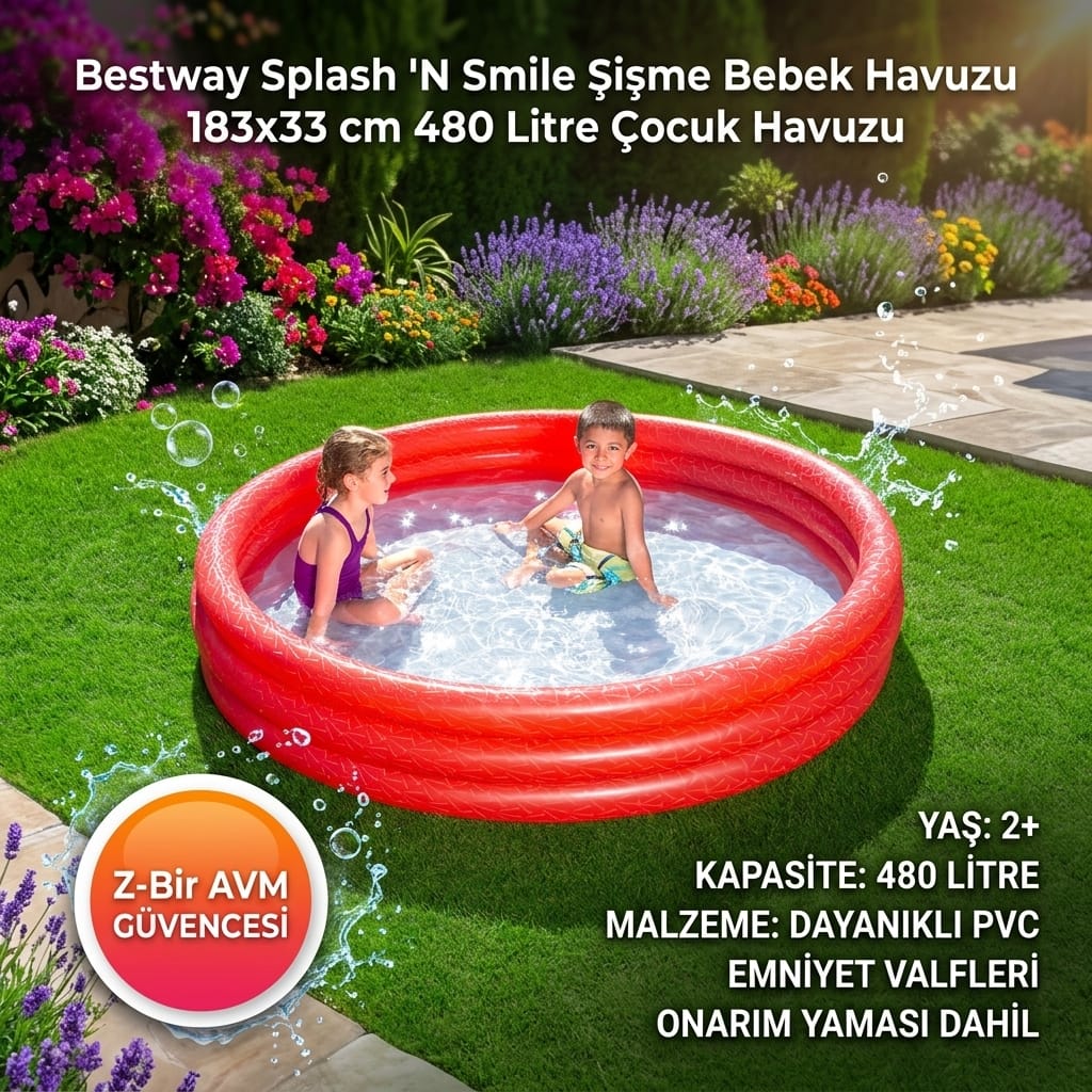 Bestway Splash 'N Smile Şişme Bebek Havuzu 183x33 cm
