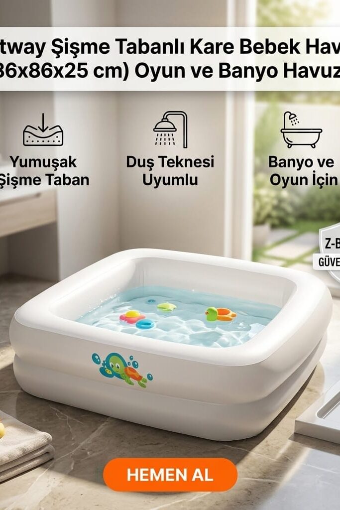 Bestway Şişme Tabanlı Kare Bebek Havuzu 86x86x25 cm