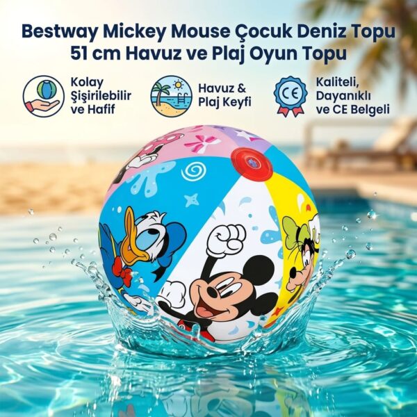 Bestway Mickey Mouse Çocuk Deniz Topu 51 cm