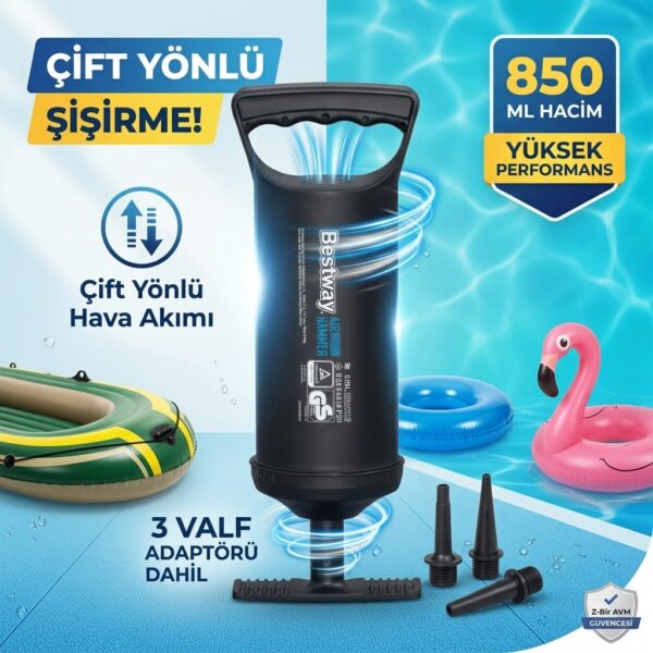 Bestway Air Hammer 30 cm Çift Yönlü Manuel Şişirme Pompası