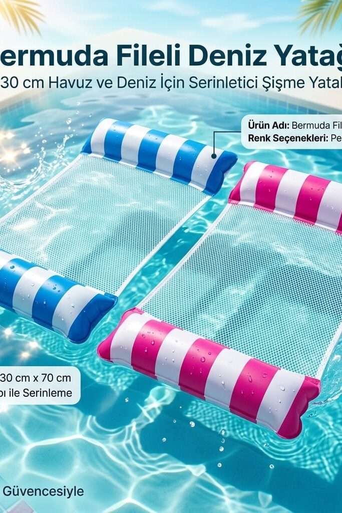 Bermuda 130 cm Fileli Deniz Yatağı - Serinletici Şişme Havuz Yatağı
