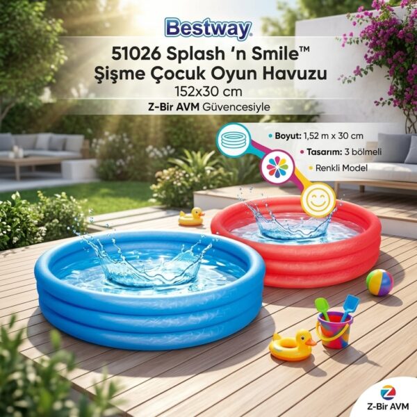 Bestway 51026 Splash 'n Smile Şişme Çocuk Oyun Havuzu 152x30 cm