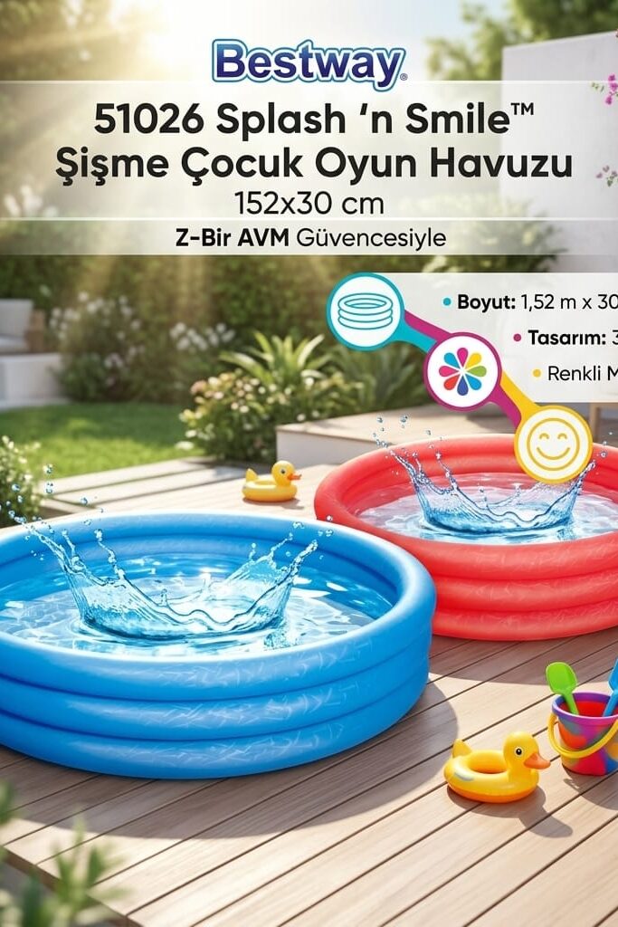 Bestway 51026 Splash 'n Smile Şişme Çocuk Oyun Havuzu 152x30 cm