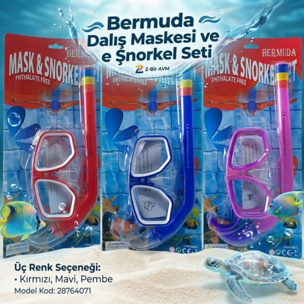 Bermuda Dalış Maskesi ve Şnorkel Seti