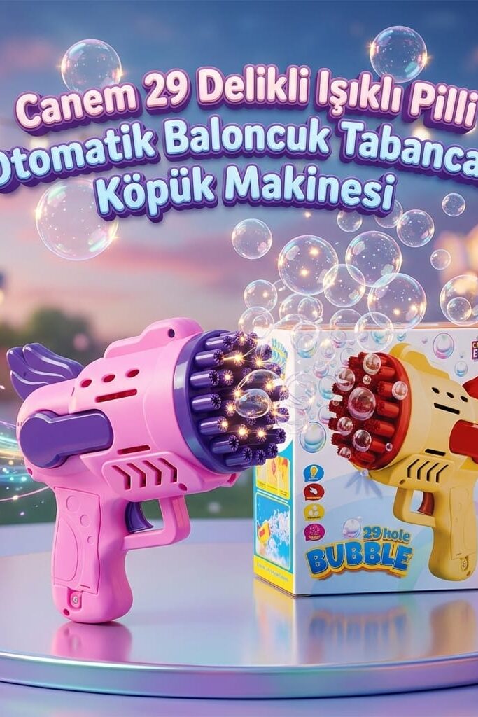 Canem 29 Delikli Işıklı Pilli Otomatik Baloncuk Tabancası