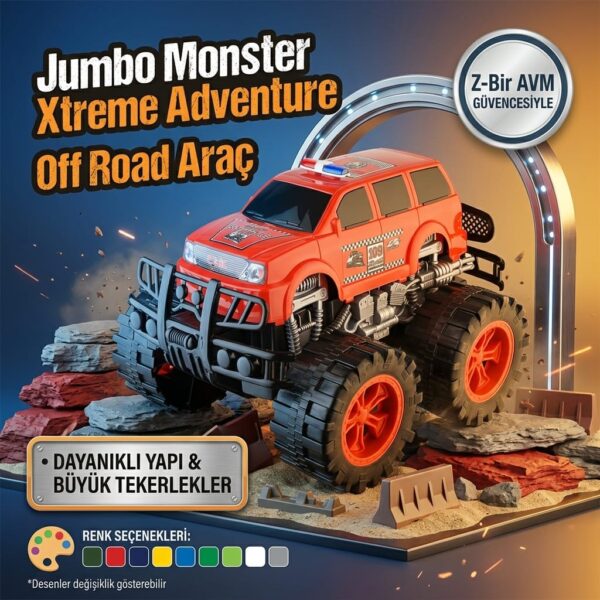 Jumbo Monster Xtreme Adventure Off Road Oyuncak Araç