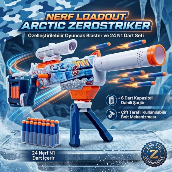 Nerf Loadout Arctic Zerostriker Özelleştirilebilir Oyuncak Blaster ve 24 N1 Dart Seti