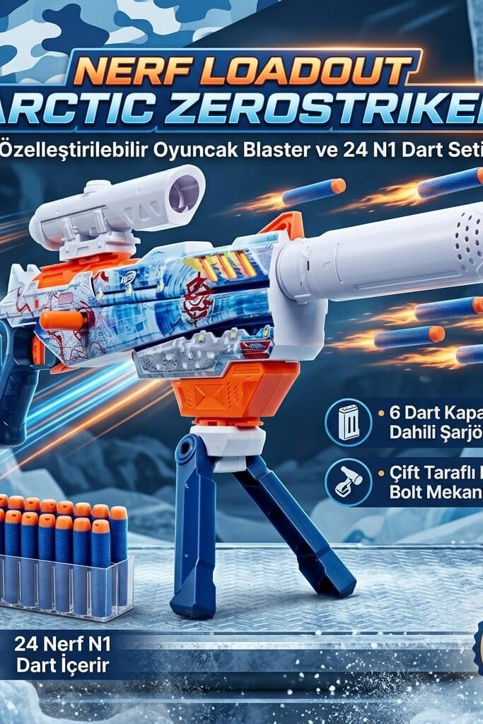 Nerf Loadout Arctic Zerostriker Özelleştirilebilir Oyuncak Blaster ve 24 N1 Dart Seti