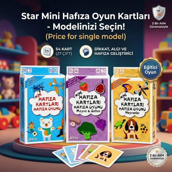 Star Mini Hafıza Oyun Kartları 54 Adet