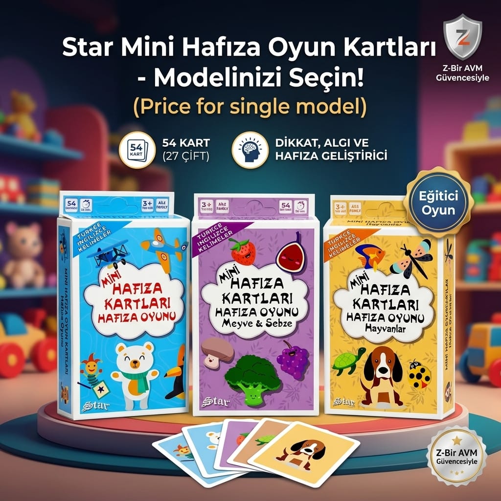 Star Mini Hafıza Oyun Kartları 54 Adet