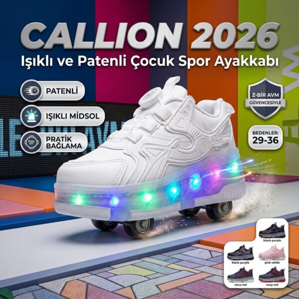 Callion 2026 Işıklı ve Patenli Çocuk Spor Ayakkabı