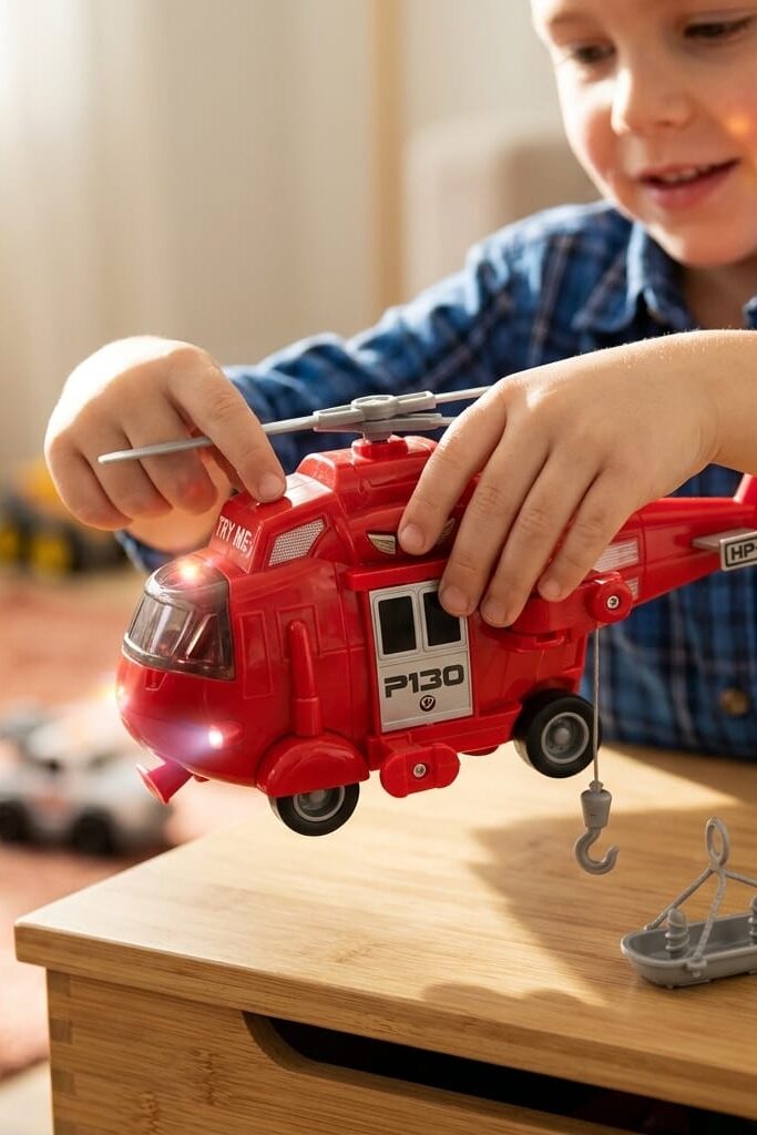Oyuncak Kurtarma Helikopteri Sesli ve Işıklı Vinçli 1:20