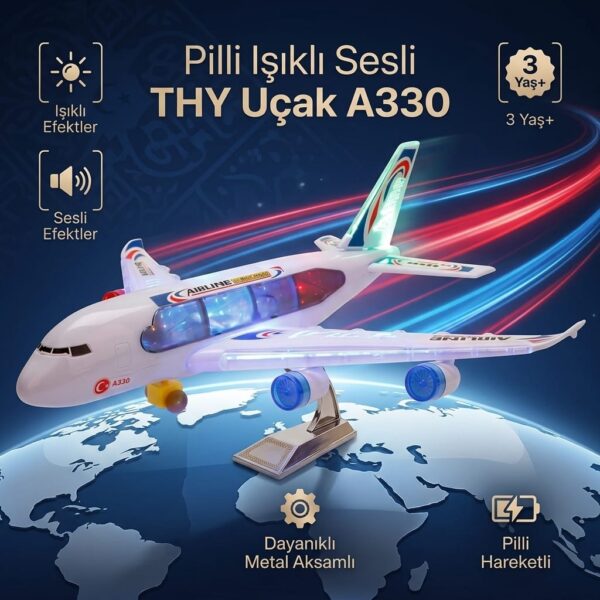 Pilli Işıklı Sesli THY A330 Oyuncak Uçak