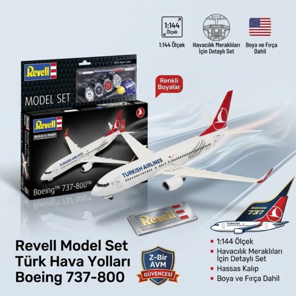 Revell Türk Hava Yolları Boeing 737-800 Model Uçak Seti 1:144 Ölçek