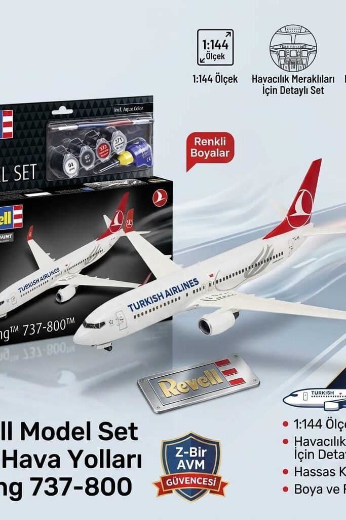 Revell Türk Hava Yolları Boeing 737-800 Model Uçak Seti 1:144 Ölçek