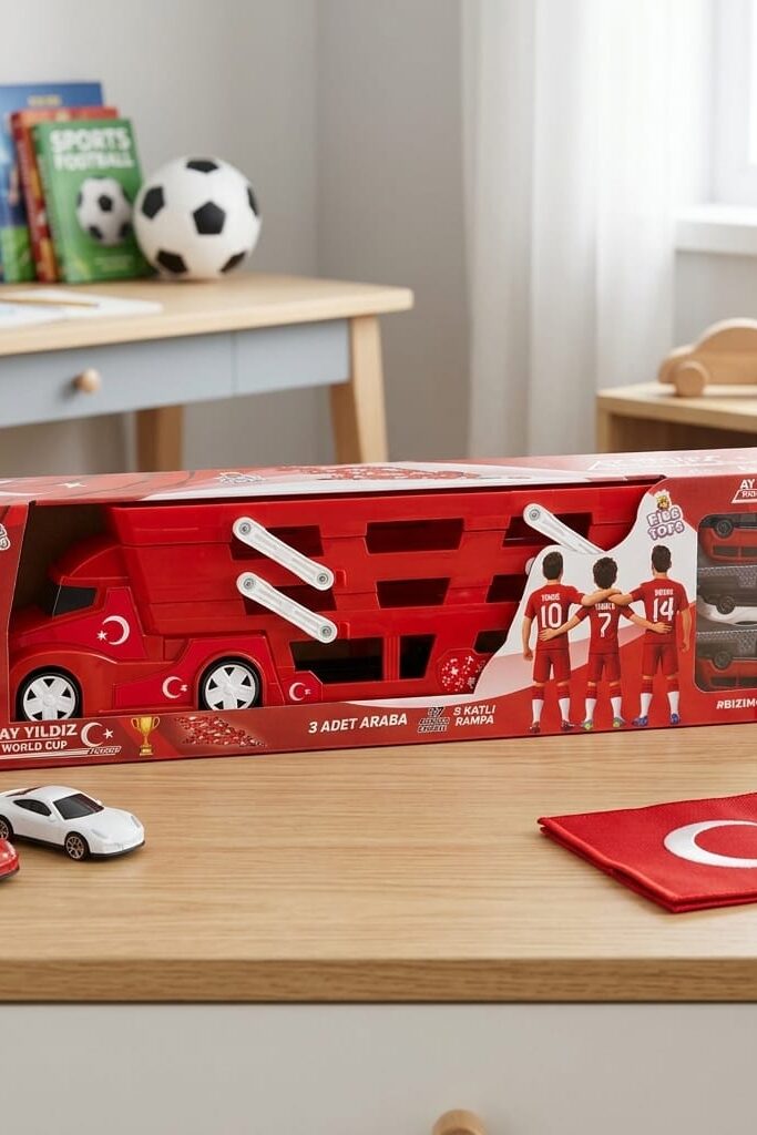 King Toys 3 Katlı Ay Yıldız Temalı Tır ve 3 Yarış Arabası Oyuncak Seti