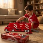 King Toys 3 Katlı Ay Yıldız Temalı Tır ve 3 Yarış Arabası Oyuncak Seti