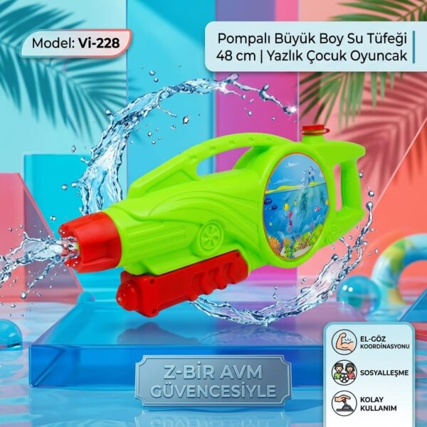 Pompalı Büyük Boy Su Tüfeği 48 cm Yazlık Çocuk Su Oyuncagi