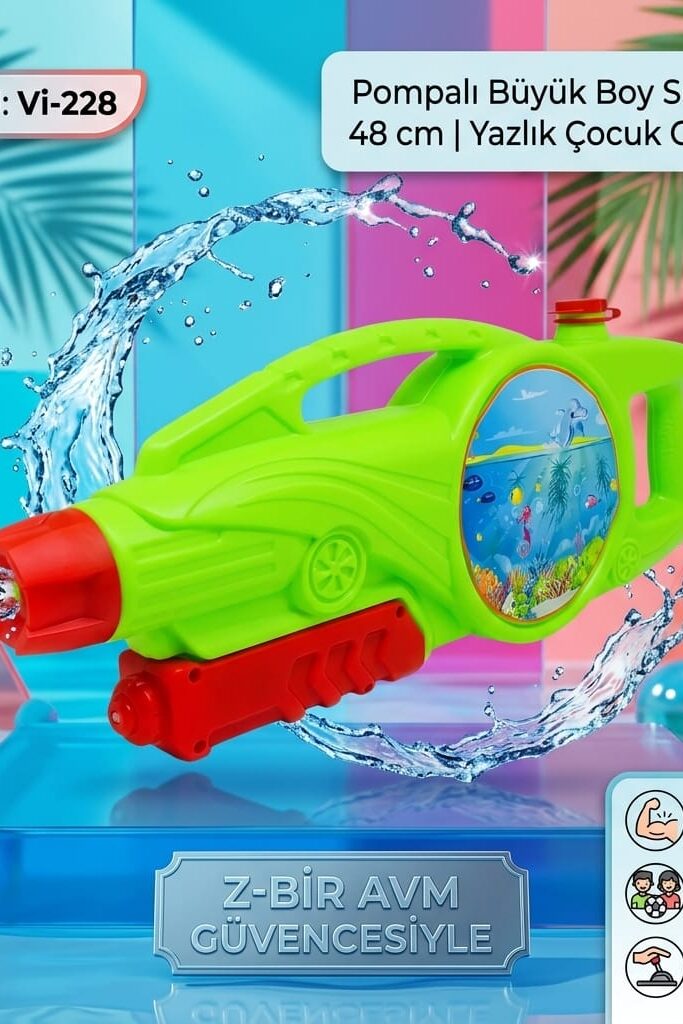 Pompalı Büyük Boy Su Tüfeği 48 cm Yazlık Çocuk Su Oyuncagi