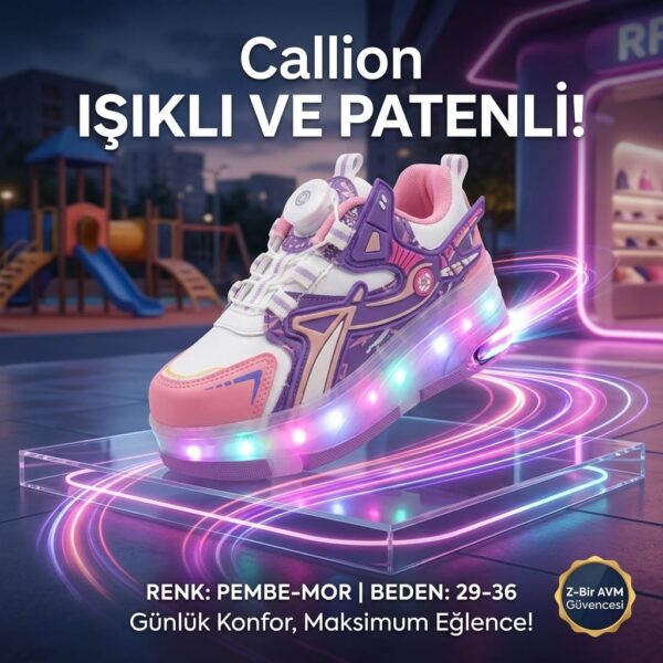 Callion Işıklı Patenli Çocuk Spor Ayakkabı 29-36 Numara