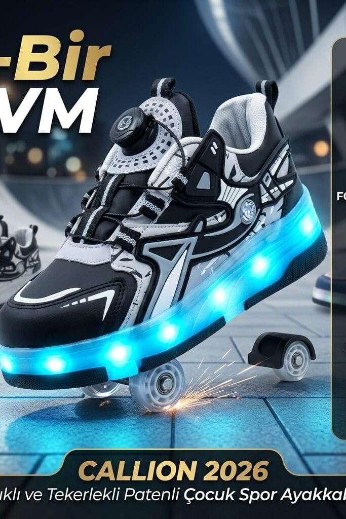 Callion 2026 Işıklı ve Tekerlekli Patenli Çocuk Spor Ayakkabı