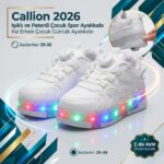 Callion 2026 Işıklı ve Patenli Çocuk Spor Ayakkabı Beyaz
