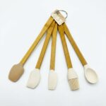 5 Parça Bambu Saplı Silikon Mutfak Gereçleri Seti - Spatula ve Kaşık Takımı - Görsel 2