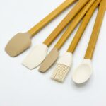 5 Parça Bambu Saplı Silikon Mutfak Gereçleri Seti - Spatula ve Kaşık Takımı - Görsel 6