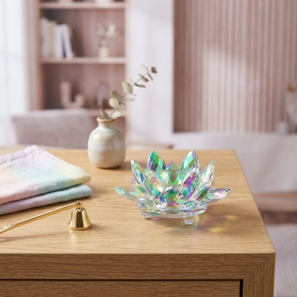 Kristal Lotus Mumluk Küçük Boy Dekoratif Cam Şamdan