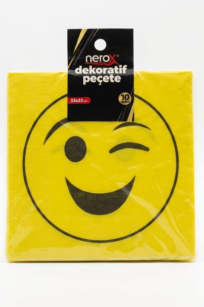 Nerox Göz Kırpan Emoji Baskılı 10'lu Yumuşak Kağıt Peçete