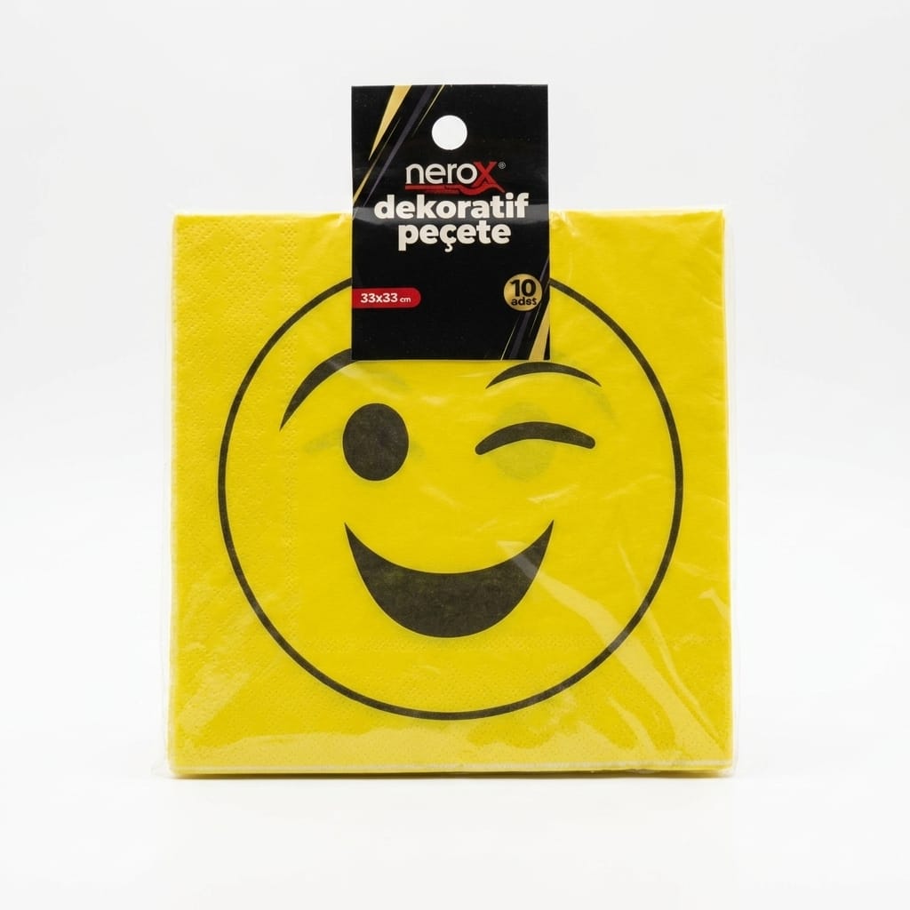 Nerox Göz Kırpan Emoji Baskılı 10'lu Yumuşak Kağıt Peçete