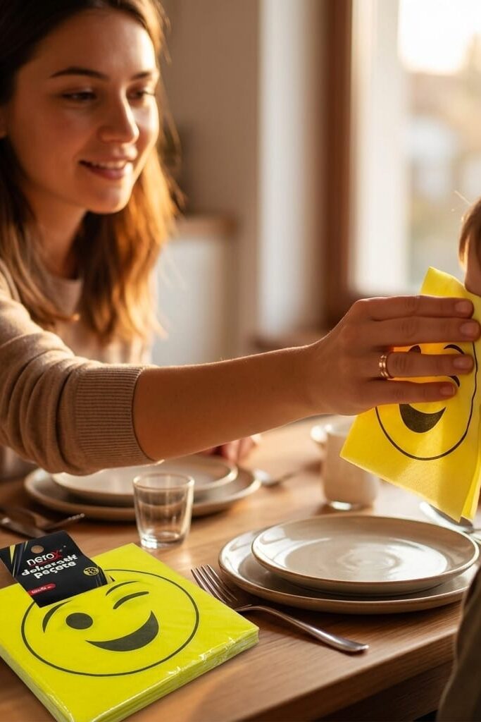 Nerox Göz Kırpan Emoji Baskılı 10'lu Yumuşak Kağıt Peçete