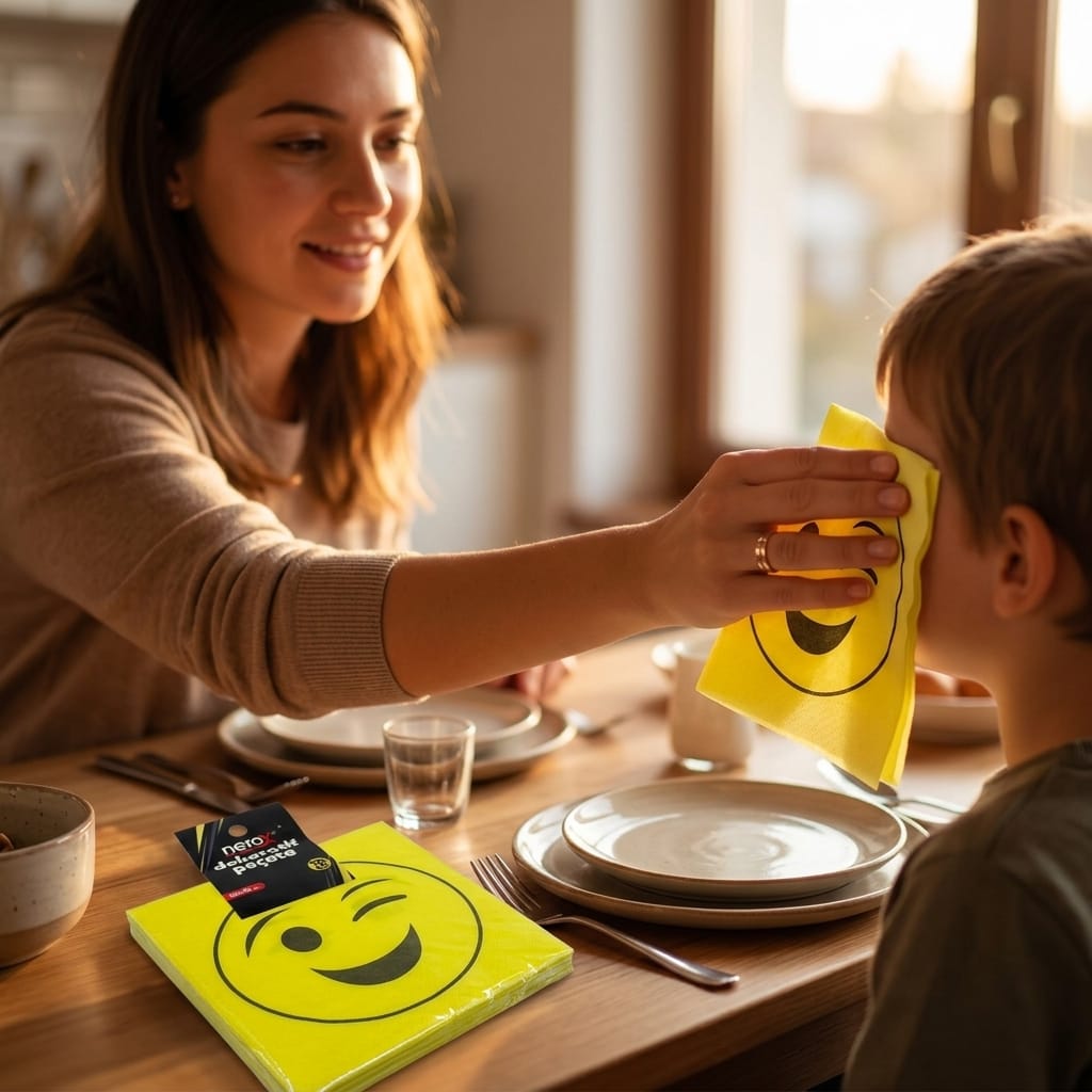 Nerox Göz Kırpan Emoji Baskılı 10'lu Yumuşak Kağıt Peçete