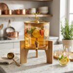 2,6 Litre Gold Detaylı Cam Şerbetlik Ahşap Standlı Set