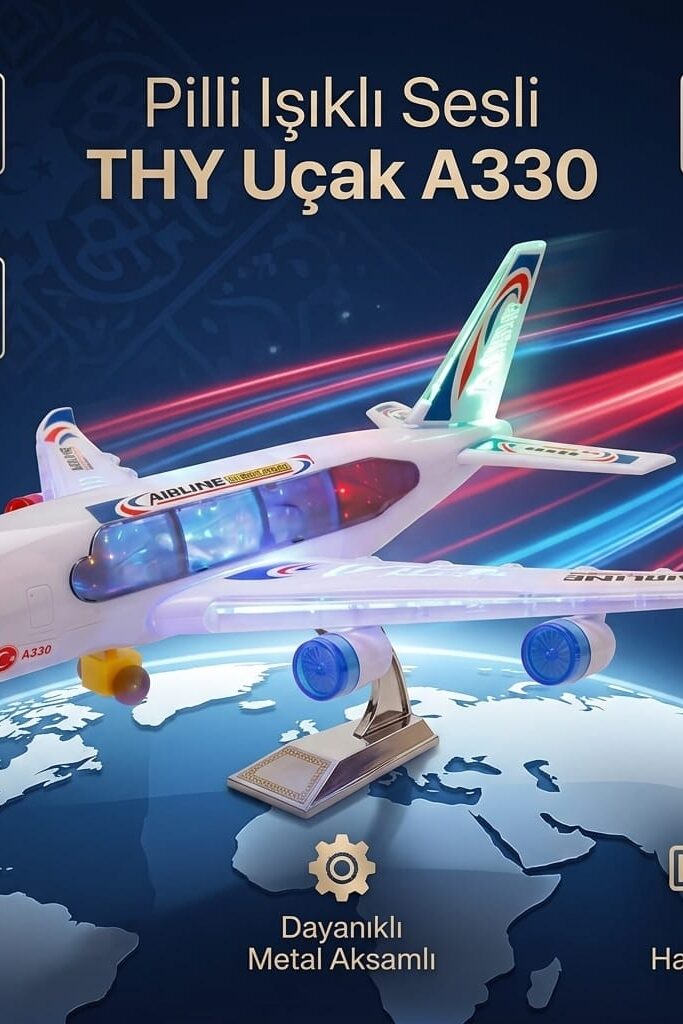 Pilli Işıklı Sesli THY A330 Oyuncak Uçak