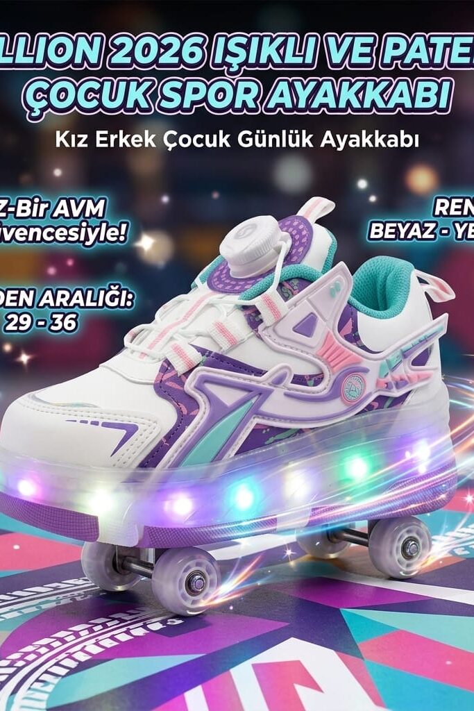Callion 2026 Işıklı ve Tekerlekli Patenli Çocuk Spor Ayakkabı