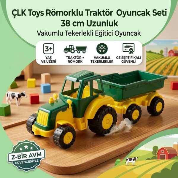 ÇLK Toys Römorklu Traktör Dinozor Figürlü 38 cm