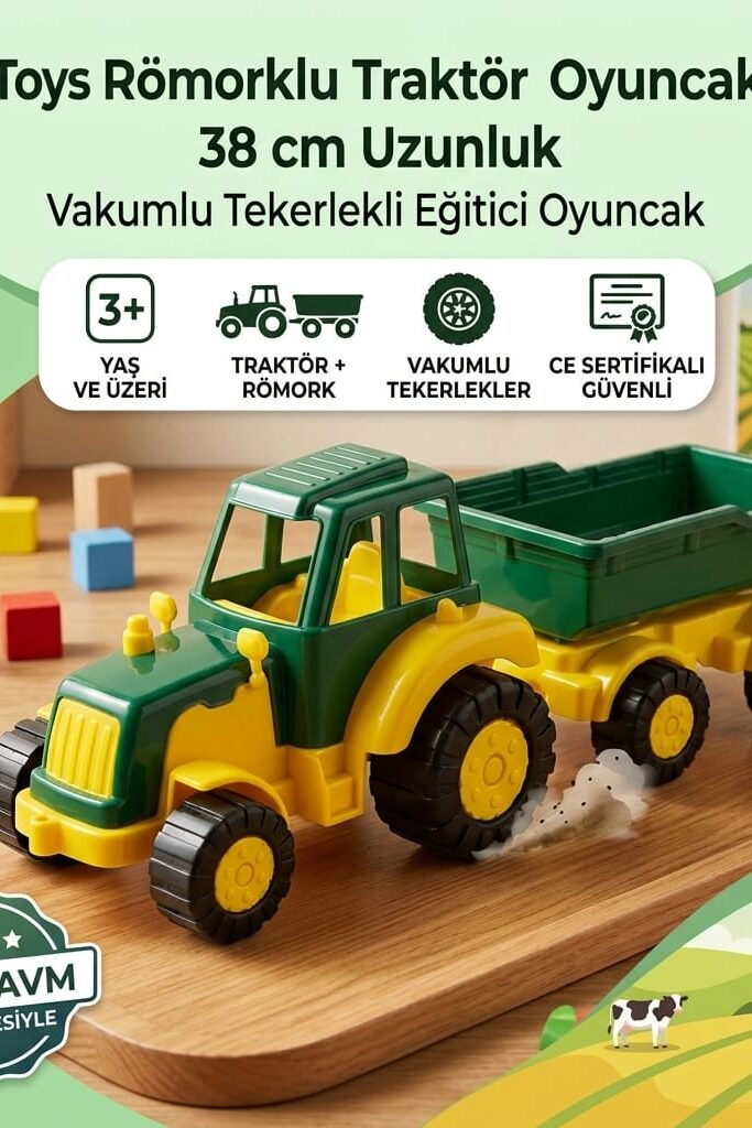 ÇLK Toys Römorklu Traktör Dinozor Figürlü 38 cm