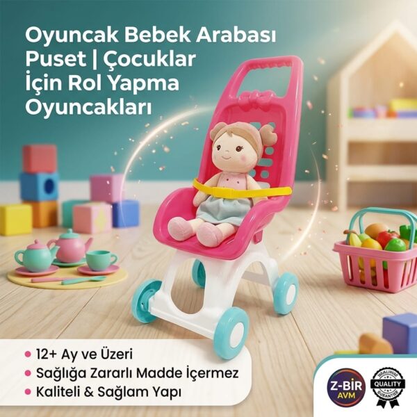 Oyuncak Bebek Arabası Puset Rol Yapma Oyuncağı
