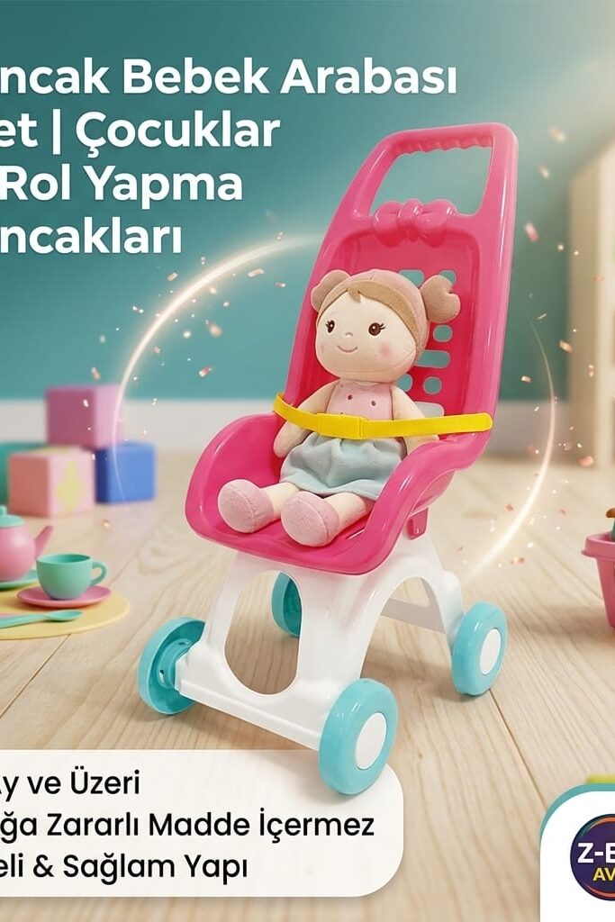 Oyuncak Bebek Arabası Puset Rol Yapma Oyuncağı