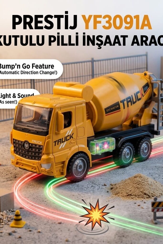 Prestij Pilli Bump'n Go İnşaat Kamyonu ve Beton Mikseri 3 Yaş
