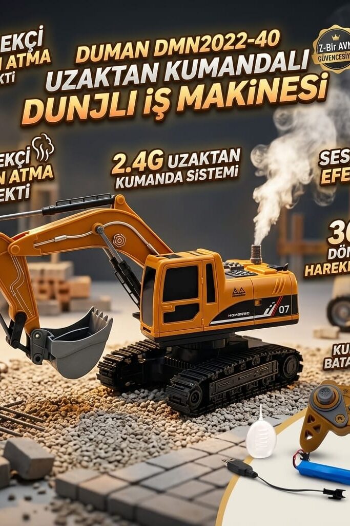 Duman DMN2022-40 Uzaktan Kumandalı Duman Atan Şarjlı Kepçe 1:22