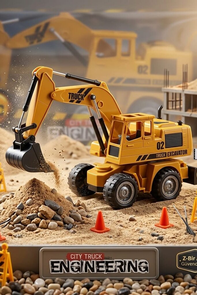City Truck Uzaktan Kumandalı Şarjlı Tekerlekli Ekskavatör İş Makinesi