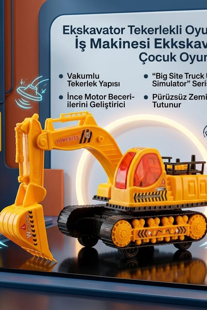 Ekvator Vakumlu Tekerlekli Ekskavatör İş Makinesi Çocuk Oyuncak