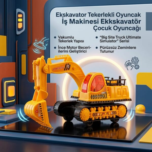 Ekvator Vakumlu Tekerlekli Ekskavatör İş Makinesi Çocuk Oyuncak